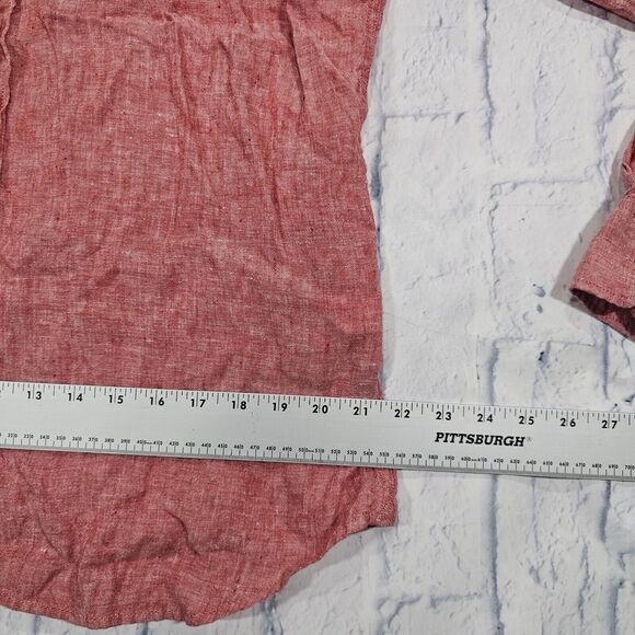 Banana Republic MENS SIZE L Shirt 100% Linen Camden Fit Salmon Long Sleeve - Picture 3 of 10